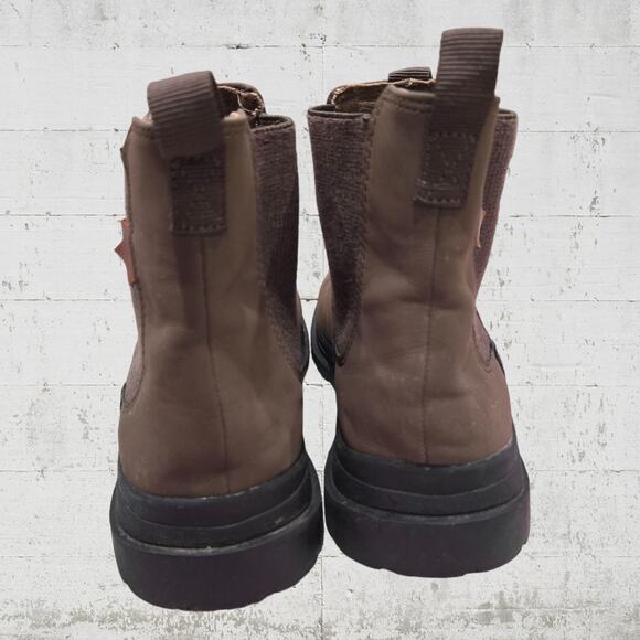 Zara Brown Faux Leather Split Corduroy Sock Boots Pull On Ankle Booties Size 36 - Picture 5 of 11